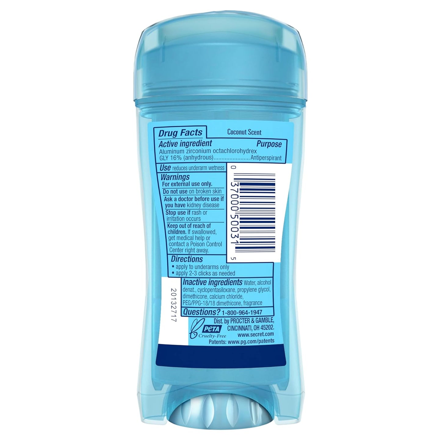 Fresh Clear Gel Antiperspirant and Deodorant for Women, Coconut Scent, 2.6 Oz