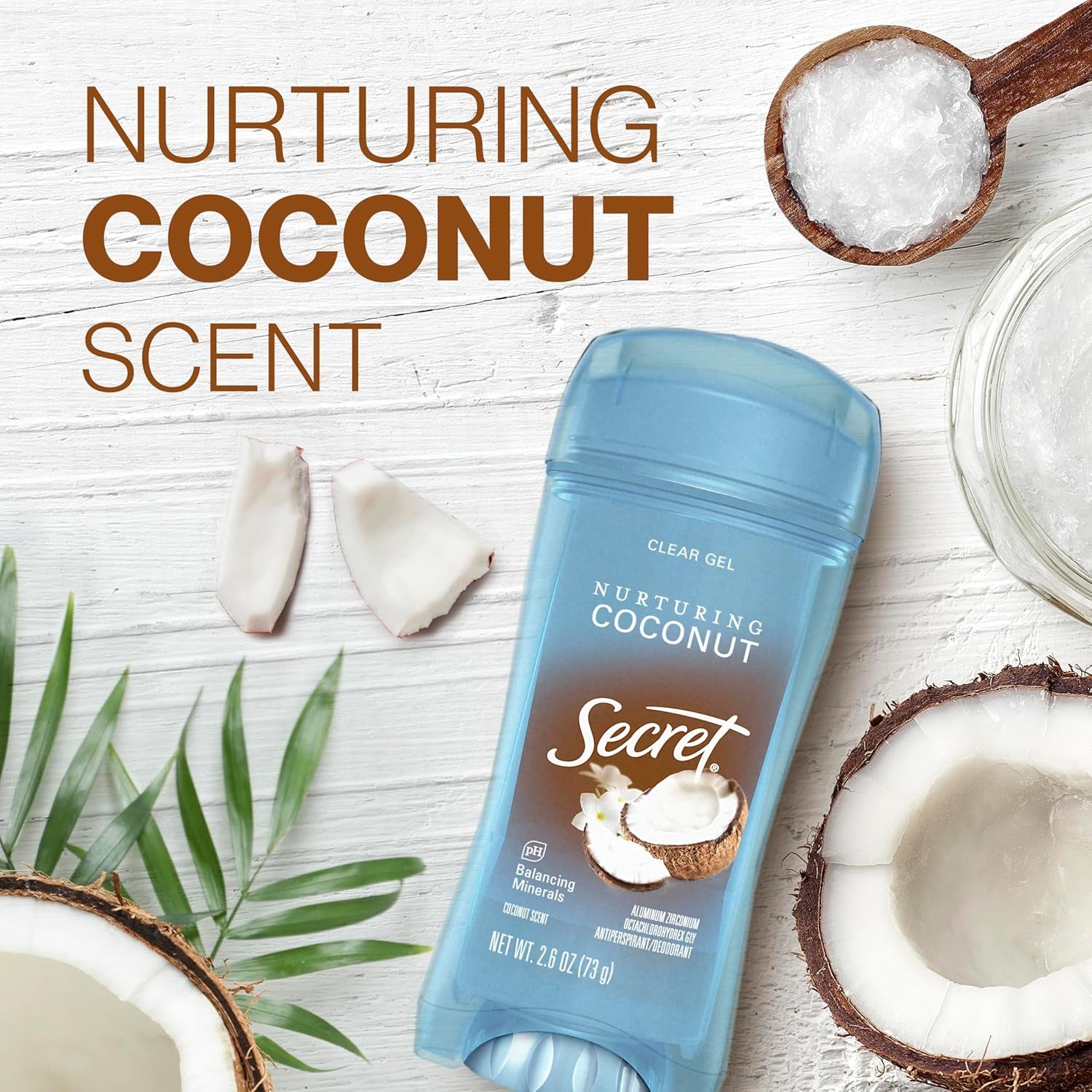 Fresh Clear Gel Antiperspirant and Deodorant for Women, Coconut Scent, 2.6 Oz