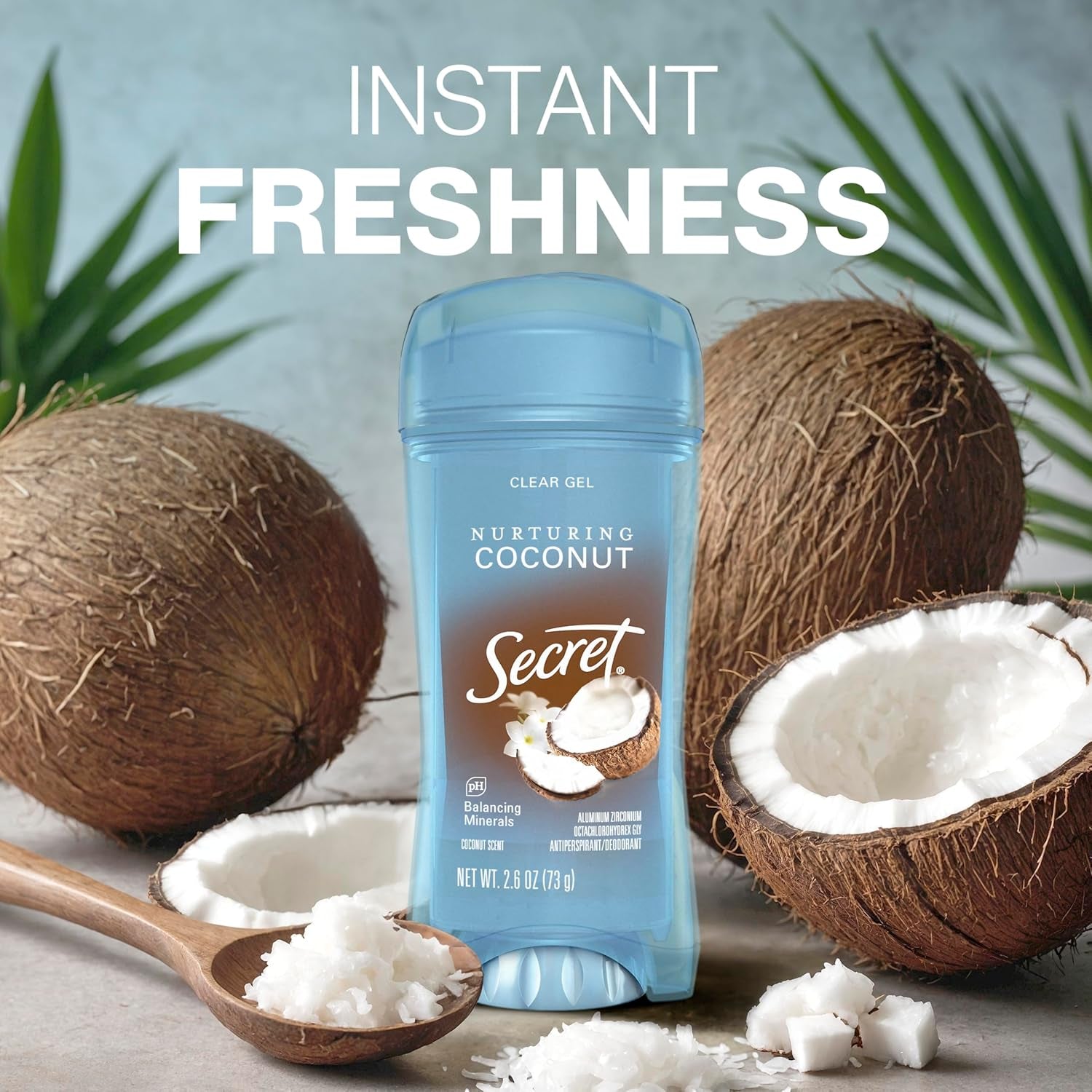 Fresh Clear Gel Antiperspirant and Deodorant for Women, Coconut Scent, 2.6 Oz